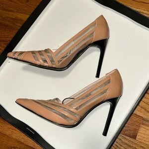 Zara | Nude Mesh Pointed Toe Stiletto Heel, Size 7 1/2; EU 38